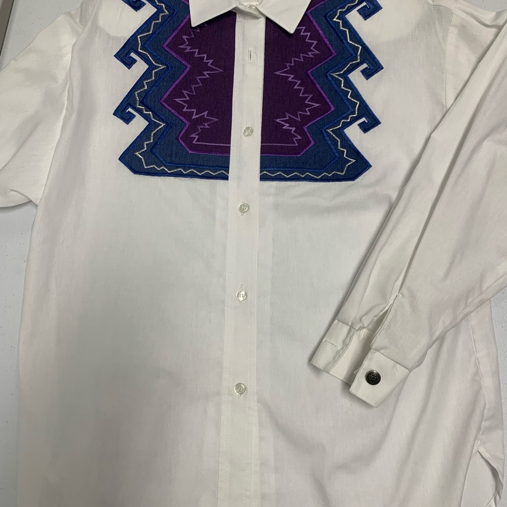 White and Purple Geometric Men's Shirt